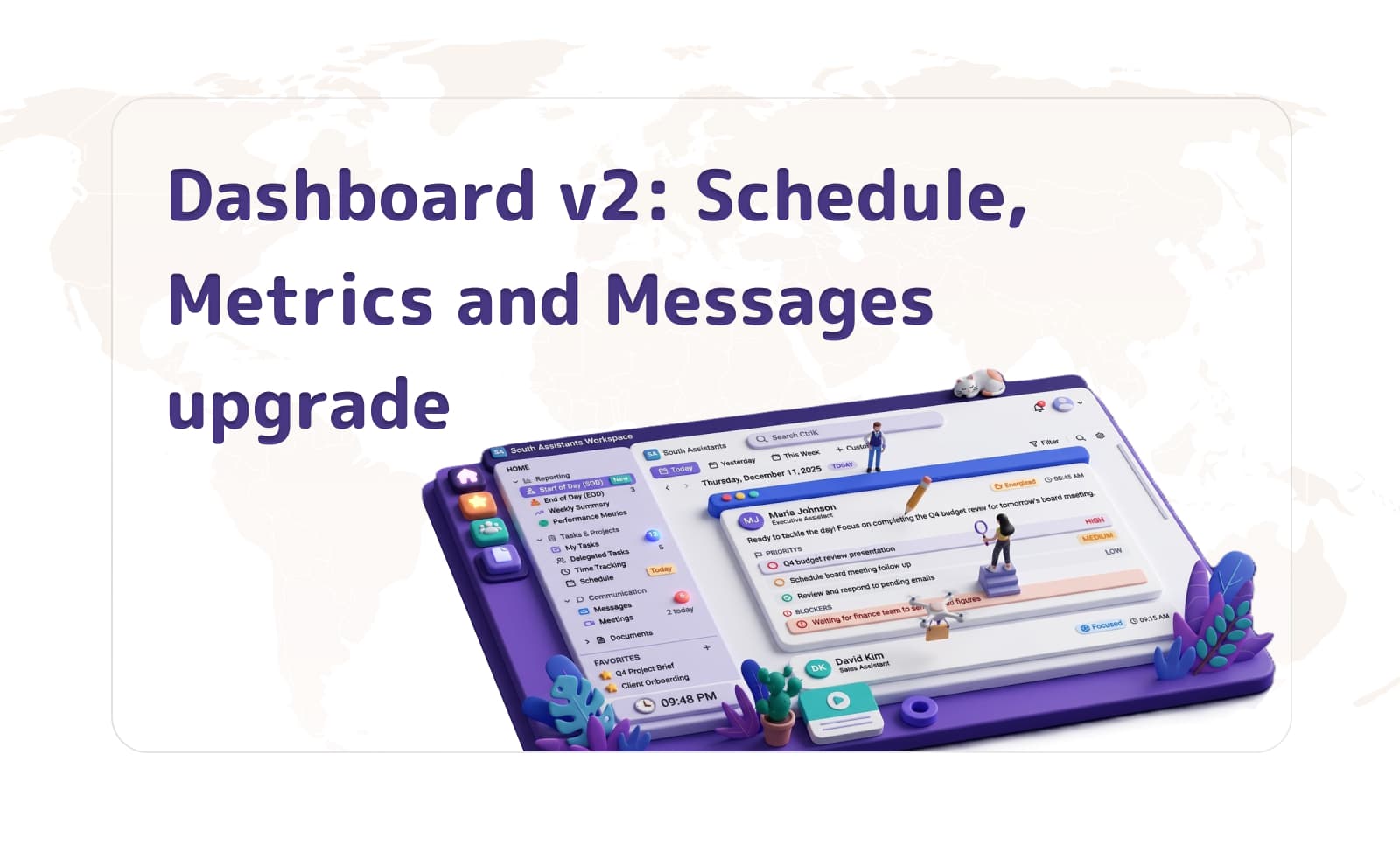 Dashboard v2: Schedule, Metrics and Messages upgrade